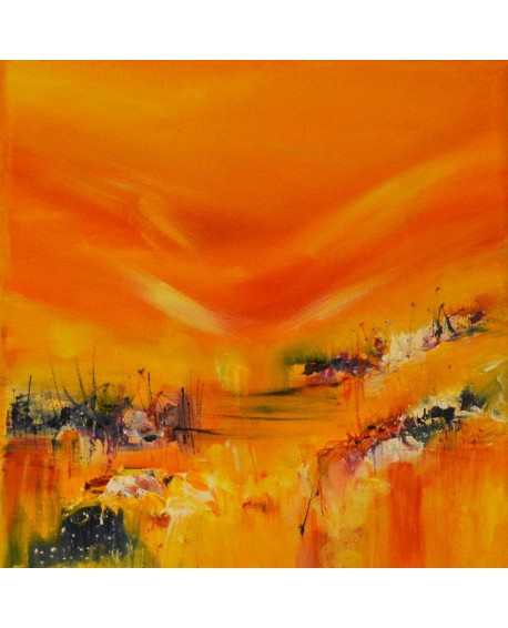 tableau abstrait jaune orange vertical