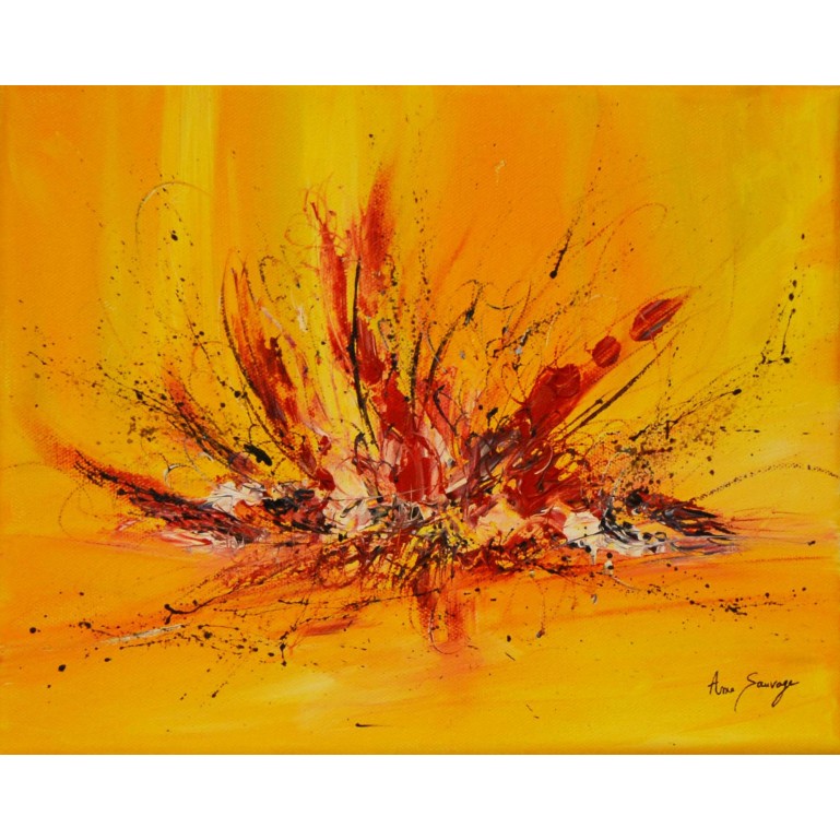 tableau abstrait jaune et rouge