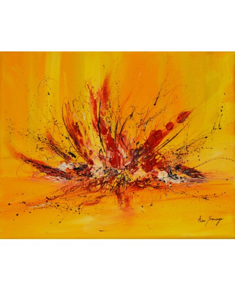 tableau abstrait jaune et rouge