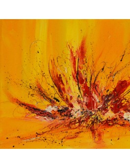 tableau abstrait jaune et rouge