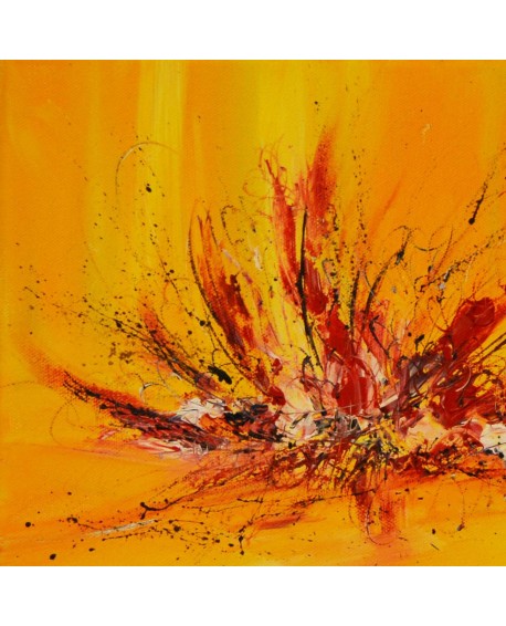 tableau abstrait jaune et rouge