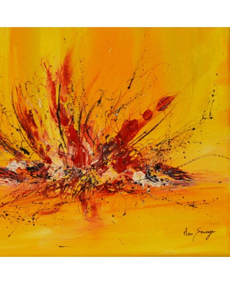 tableau abstrait jaune et rouge