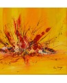 tableau abstrait jaune et rouge
