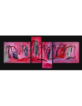 tableau quadriptyque rouge rose