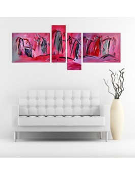 tableau quadriptyque rouge moderne