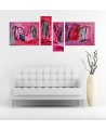 tableau quadriptyque rouge moderne