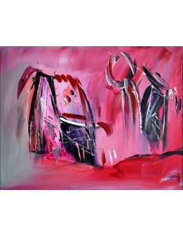 tableau quadriptyque rouge rose violet