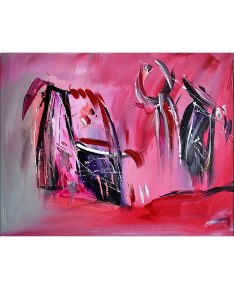 tableau quadriptyque rouge rose violet