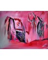 tableau quadriptyque rouge rose violet