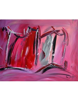 tableau quadriptyque abstrait rouge