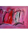 tableau quadriptyque abstrait rouge
