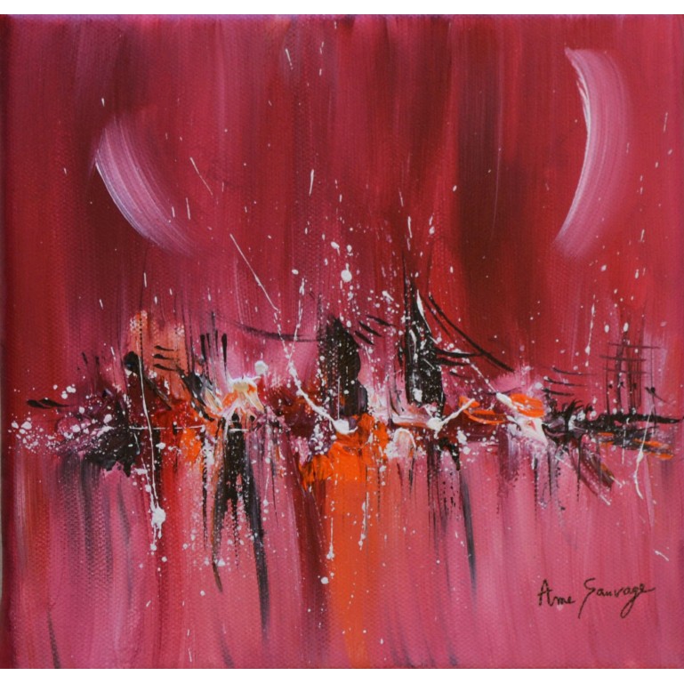 petit tableau abstrait rouge orange