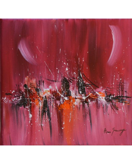 petit tableau abstrait rouge orange