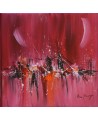 petit tableau abstrait rouge orange