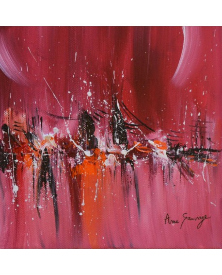 petit tableau abstrait rouge orange