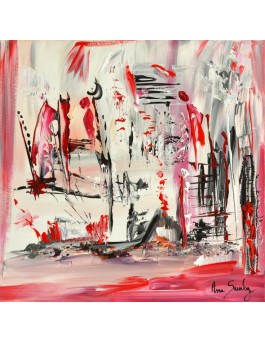 Tableau abstrait rouge Nuit de feu