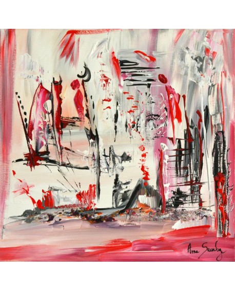 Tableau abstrait rouge Nuit de feu