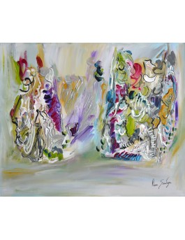 Danses enlacées - peinture abstraite au couteau