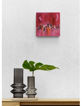 petit tableau abstrait rouge orange
