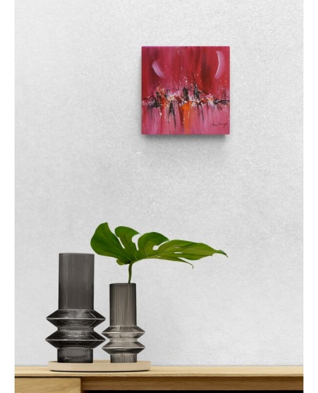 petit tableau abstrait rouge orange