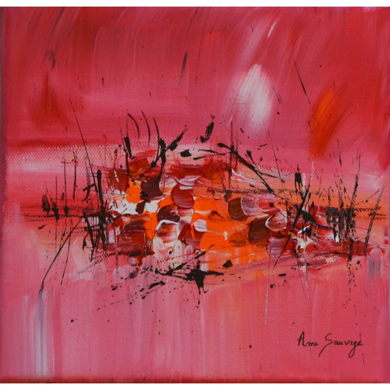tableau moderne rouge orange