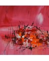 tableau moderne rouge orange