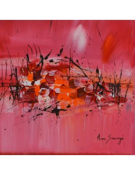tableau moderne rouge orange