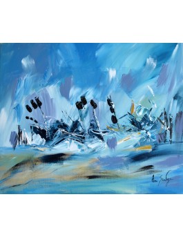 Collision - tableau moderne bleu