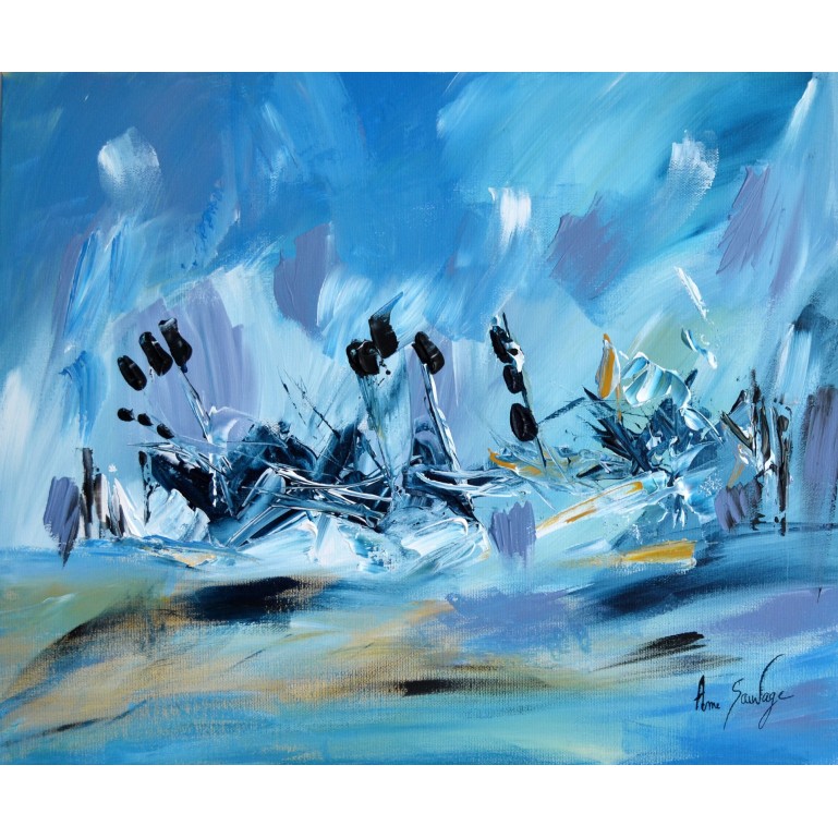 Collision - tableau moderne bleu