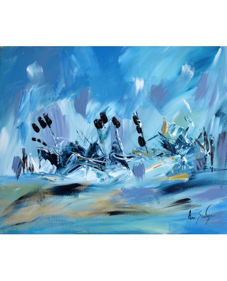 Collision - tableau moderne bleu