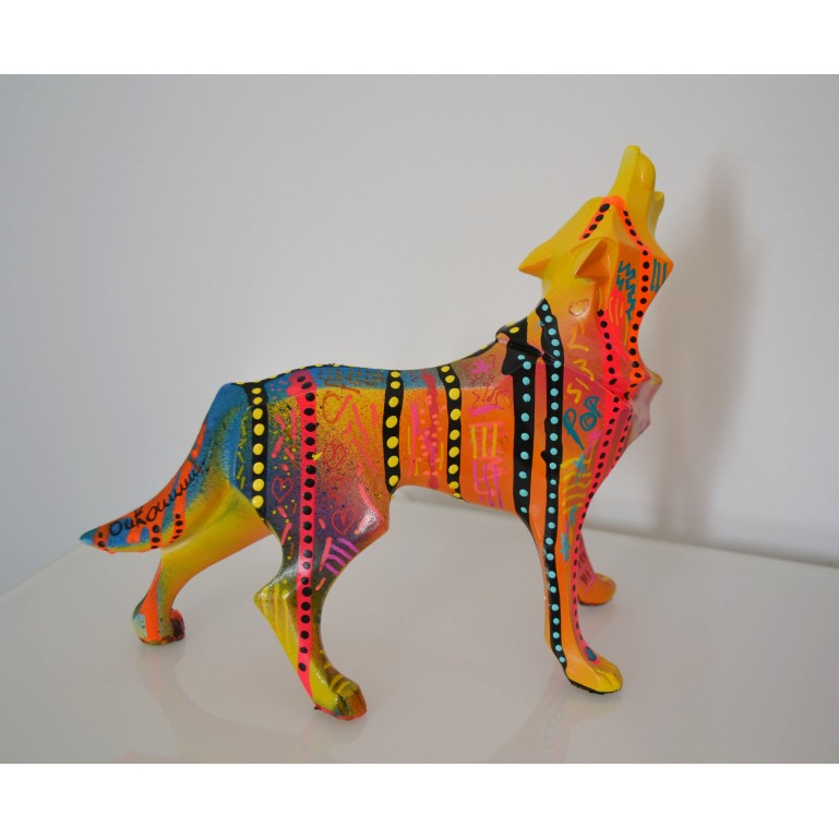 sculpture statue loup pop art