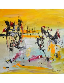 Tableau abstrait jaune
