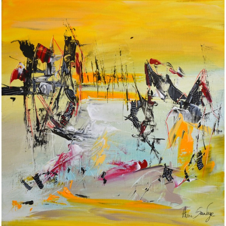 Tableau abstrait jaune
