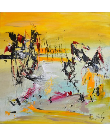 Tableau abstrait jaune