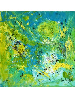 Jets de lumière - tableau abstrait vert