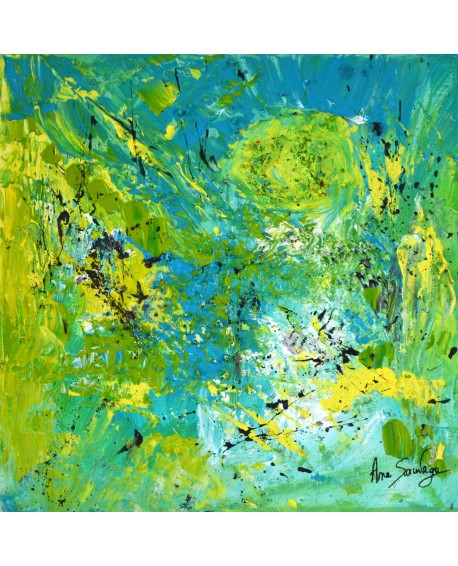 Jets de lumière - tableau abstrait vert
