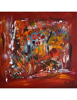 Flamboyant - tableau abstrait rouge