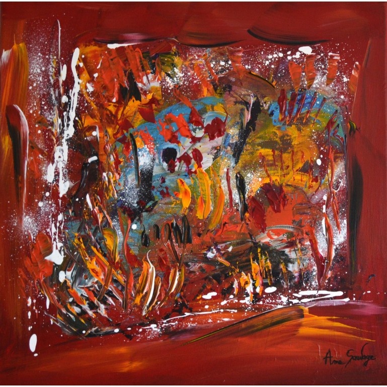 Flamboyant - tableau abstrait rouge