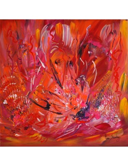 En songe - Tableau abstrait rouge et moderne
