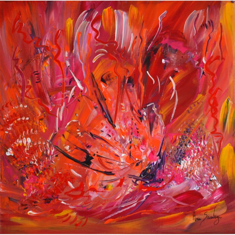 En songe - Tableau abstrait rouge et moderne