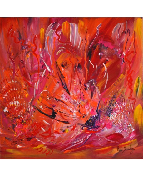 En songe - Tableau abstrait rouge et moderne