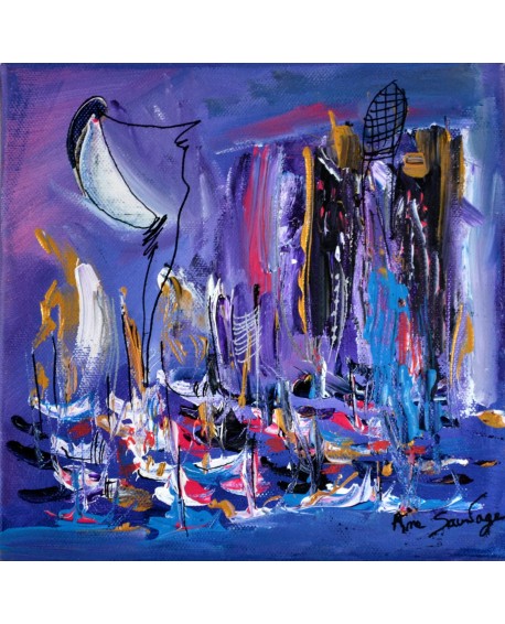 Au port - tableau abstrait bateaux