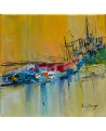 tableau abstrait jaune bleu rouge