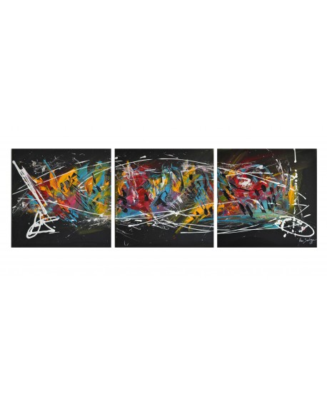 Quel masque ? Tableau design et flashy en triptyque