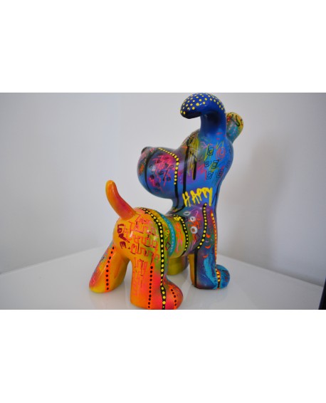 sculpture chien multicolore pop art