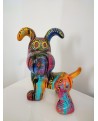 statue chien deco resine multicolore