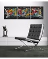 tableau abstrait triptyque 3 parties