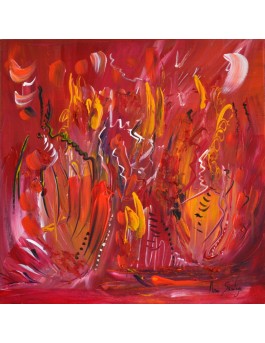 La belle danse - tableau abstrait rouge