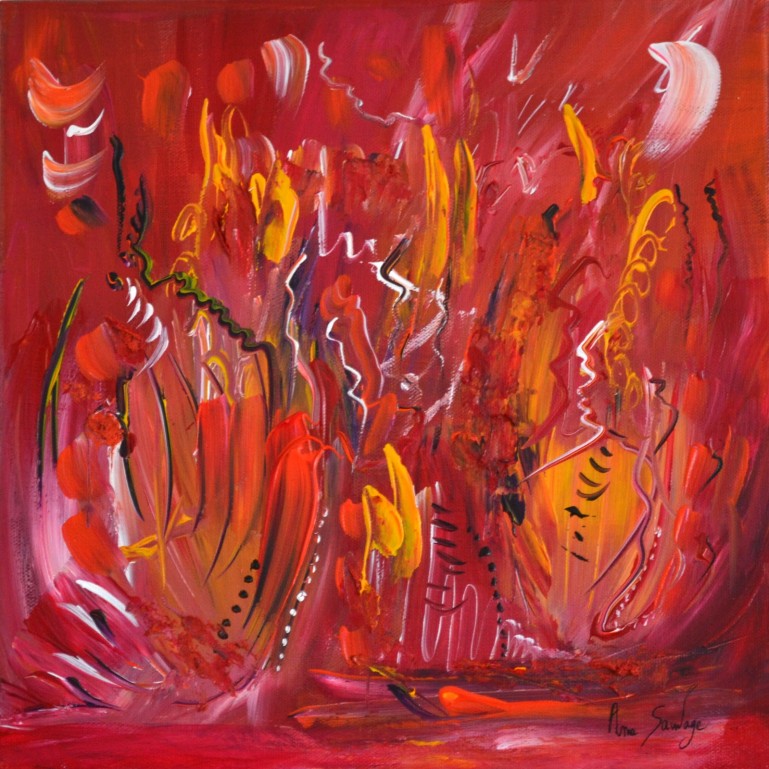 La belle danse - tableau abstrait rouge