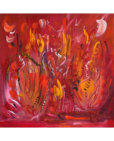 La belle danse - tableau abstrait rouge